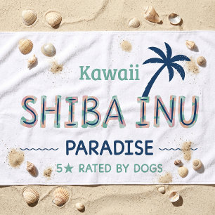 Serviette de plage Kawaii Shiba Inu Paradise Chi