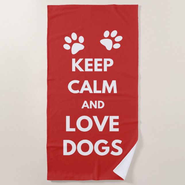 Serviette De Plage Keep calm and love dogs (Devant)