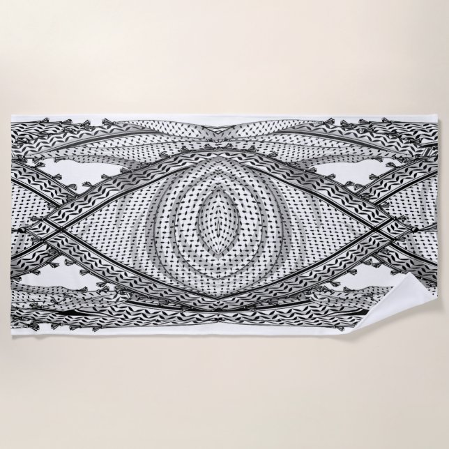 Serviette De Plage Keffiyeh Écharpe palestinienne tissu traditionnel (Devant)