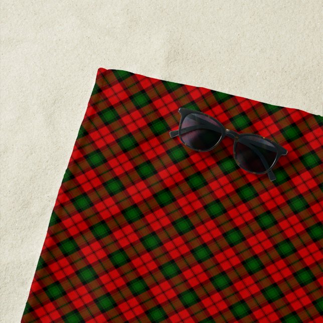 Serviette De Plage Kerr tartan rouge vert plaid (En situation)