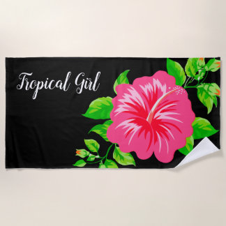 Serviette De Plage Ketmie hawaïenne tropicale de style