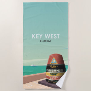 Serviette De Plage Key West Florida Mile Zero Vintage voyage