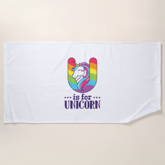 Serviette De Plage Kids U Is For Unicorn Alphabet T-Shirt