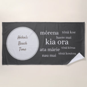 Serviette de plage Kiwi sur mesure avec voeux