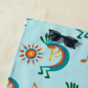 Serviette De Plage Kokopelli avec Sun Motif Mint Green Beach Towne