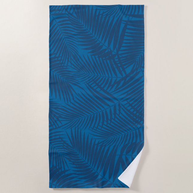 Serviette De Plage Kona Palms Feuille Hawaïenne Tropical - Indigo (Devant)
