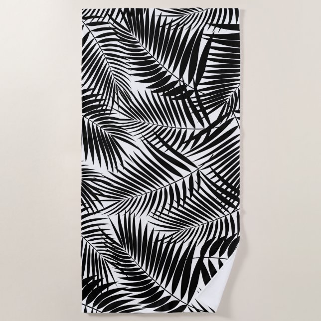Serviette De Plage Kona Palms Hawaiian Leaf Tropical - Noir (Devant)