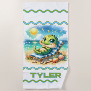 Serviette De Plage L’évasion ensoleillée d’un bébé Croc Personnalisée