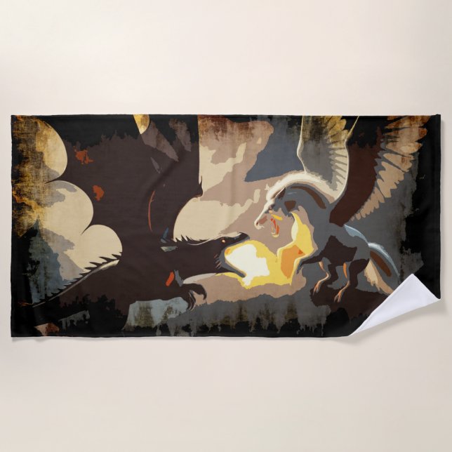Serviette De Plage La bataille commence - Dragon contre Pégase (Devant)