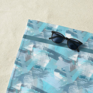 Serviette De Plage La brosse abstraite frotte le motif turquoise