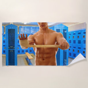 Serviette De Plage La chemise de SlipperyJoe homme musclé torse abs p