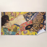 Serviette De Plage La Dame de Gustav Klimt avec un fan<br><div class="desc">La Dame de Gustav Klimt avec un fan</div>