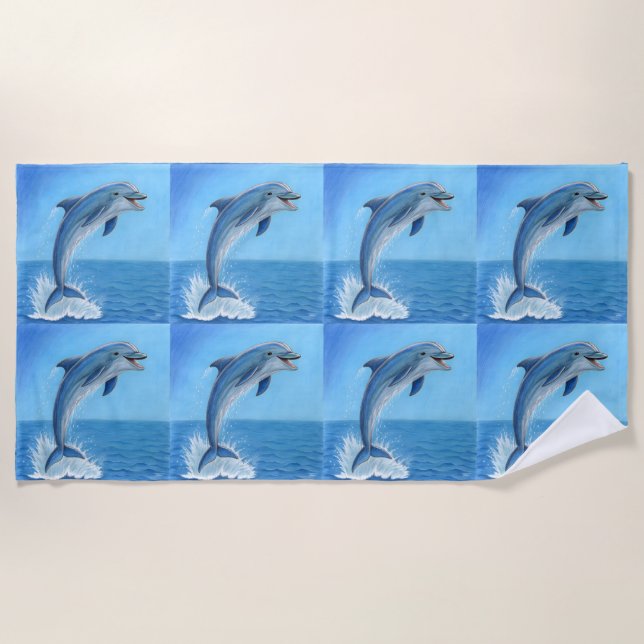 Serviette De Plage La danse silencieuse du dauphin (Devant)