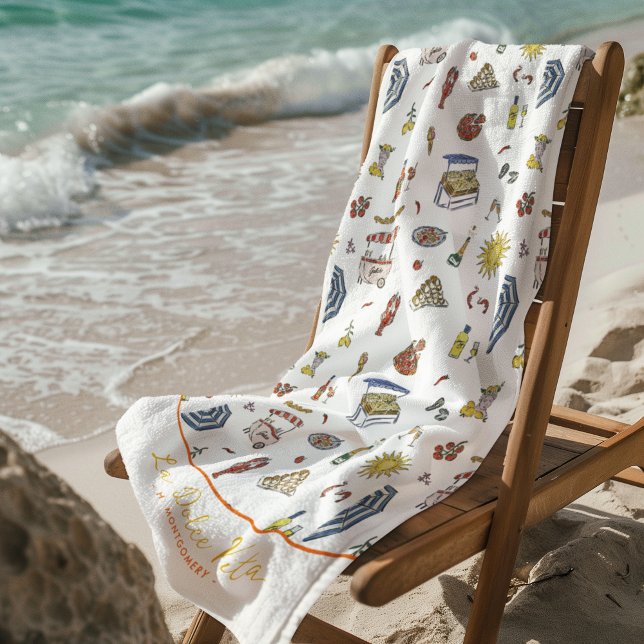 Serviette De Plage La Dolce Vita Méditerranéen Italien | Monogram (Créateur téléchargé)