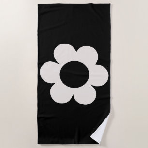 Serviette De Plage La Fleur 06 Florale Rétro Fleur Noir Et Blanc