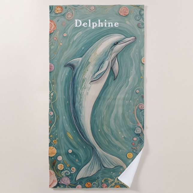 Serviette De Plage La grâce aquatique : La danse du dauphin (Devant)