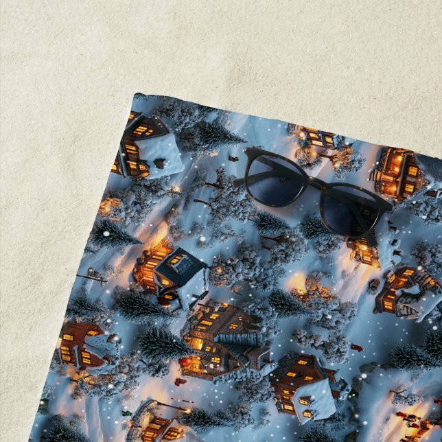 Serviette De Plage La veille de Noël - Sérénité du crépuscule  (En situation)