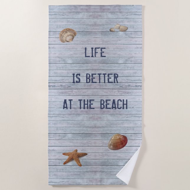 Serviette De Plage La vie est meilleure à la plage (Devant)