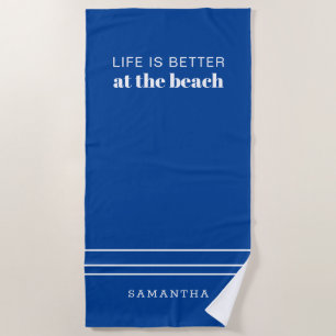 Serviette De Plage La vie est meilleure en famille Vacances Bleu de l