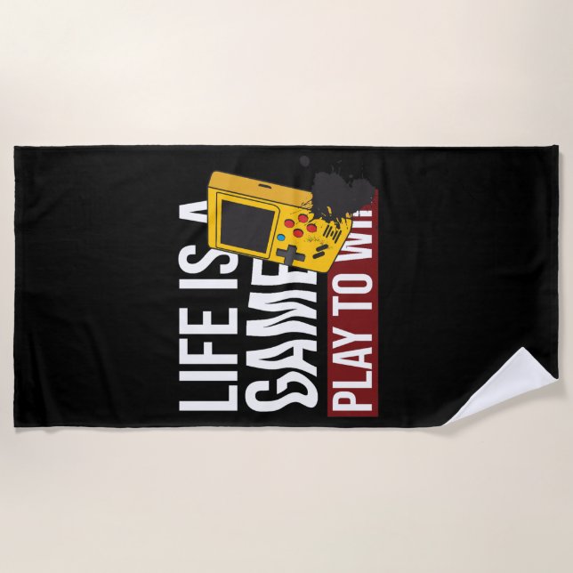 SERVIETTE DE PLAGE LA VIE EST UN JEU À GAGNER (Devant)