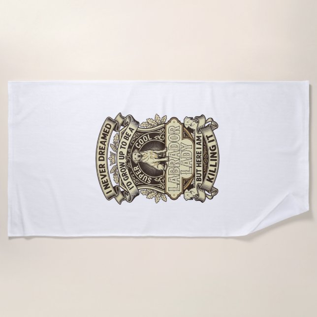 Serviette De Plage Labrador Lady Dog Crown Shield_1 (Devant)