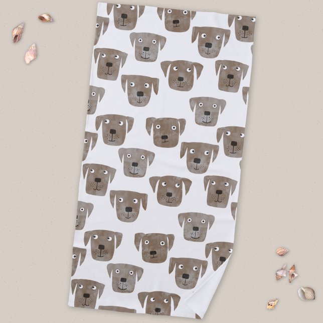 Serviette De Plage Labrador Retriever Chocolat Mignon Aquarelle (Cute chocolate labrador retriever dog beach towel)