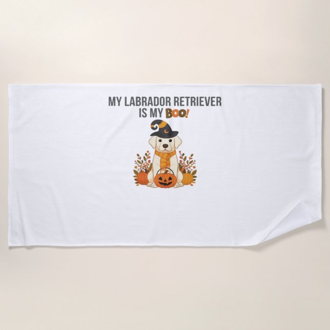 Serviette De Plage Labrador Retriever Halloween Chien drôle Éffrayant (Devant)