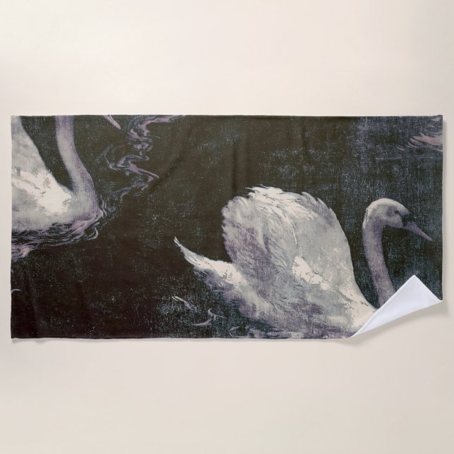 Serviette De Plage Lac des cygnes au clair de lune (Devant)