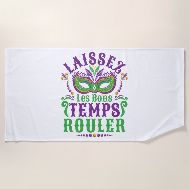 Serviette De Plage Laissez Les Bons Temps Rouler Mardi Gras (Devant)