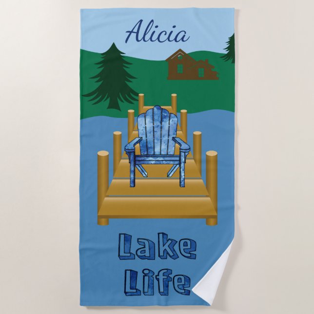 Serviette De Plage Lake Life Personnalisé (Devant)