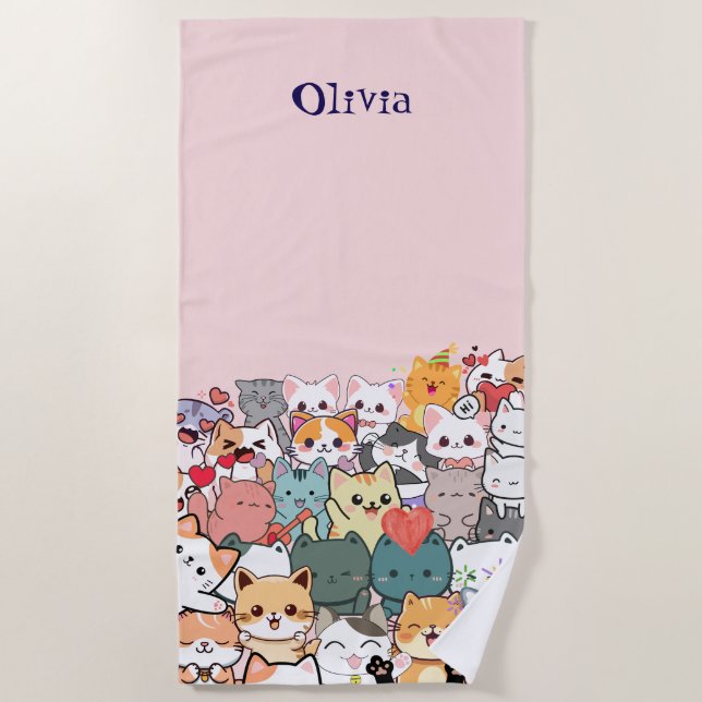 Serviette De Plage L'amour des chats  (Devant)