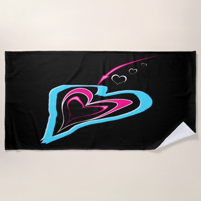 Serviette De Plage L'amour est une trace de coeurs (Devant)