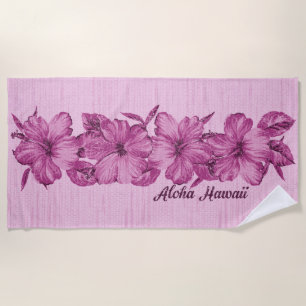 Serviette De Plage Lanai Hawaïen Hibiscus en détresse - Rose