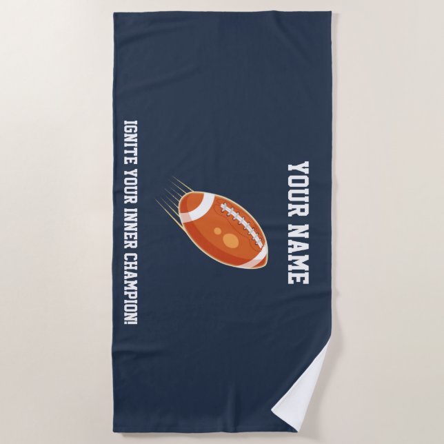 Serviette De Plage "Lancez votre champion intérieur !" ÉQUIPE DE RUGB (Devant)