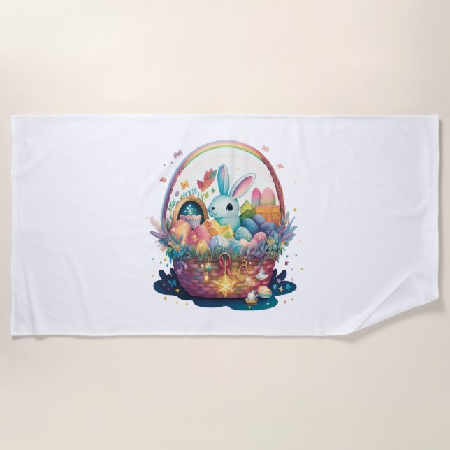 Serviette De Plage Lapin dans le panier ! (Devant)