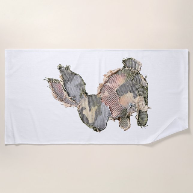 Serviette De Plage Lapin Drôle Crochet Patchwork Camo Lapin Heureux E (Devant)