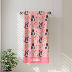 Serviette De Plage Lapin Rose Enfants
