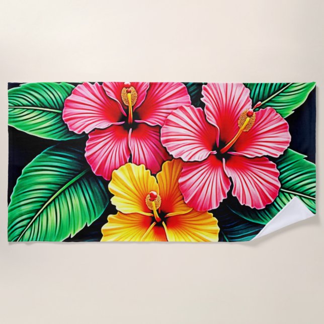 Serviette De Plage L'art tropical des Hibiscus (Devant)