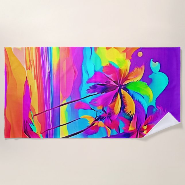 Serviette De Plage L'art tropical vibrant (Devant)
