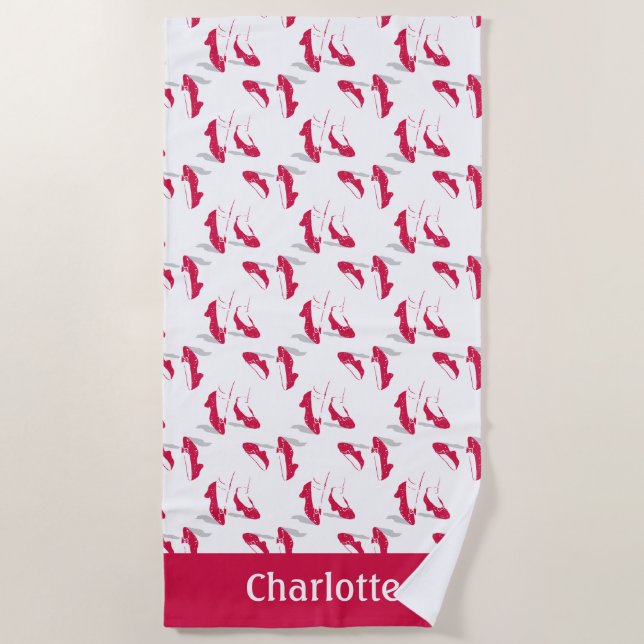 Serviette De Plage L'Assistant D'Oz™ | Motif Ruby Slippers™ (Devant)