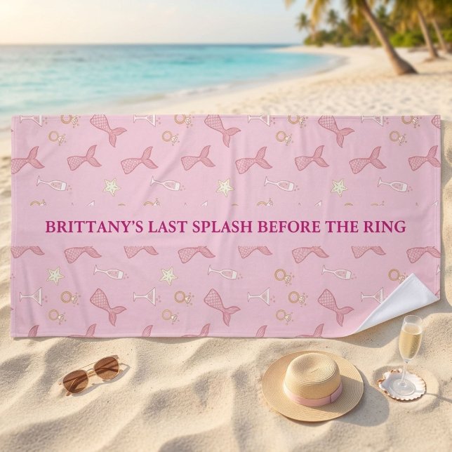 Serviette De Plage Last Splash Mermaid Bachelorette Personalized (Créateur téléchargé)