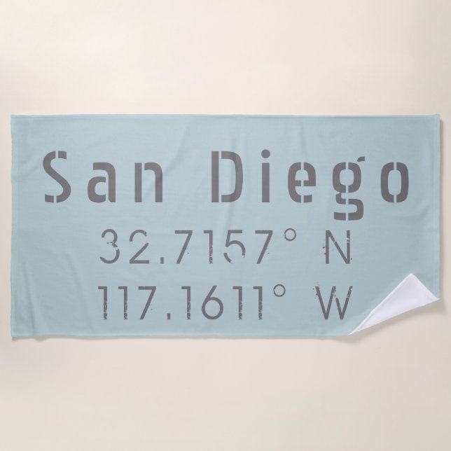 Serviette De Plage Latitude de San Diego Longitude (Devant)