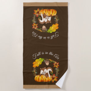 Serviette De Plage L'automne est dans la typographie aérienne avec éc