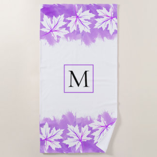 Serviette De Plage Lavage à l'eau violet de la feuille d'érable blanc