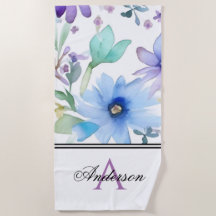 Lavande et monogramme floral bleu