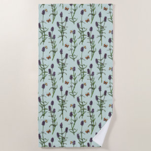 Serviette De Plage Lavande et papillons sur verre de mer