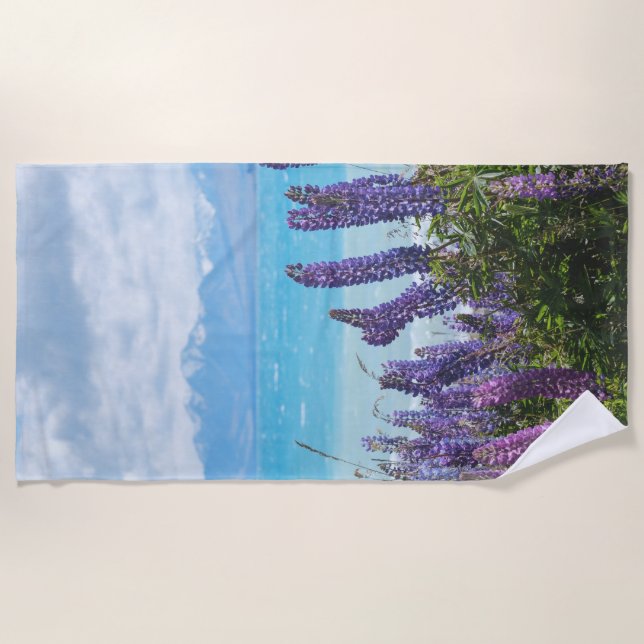 Serviette De Plage lavande sur le rivage du lac (Devant)