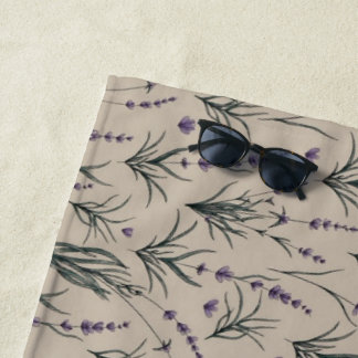 Serviette De Plage Lavender Botanical Pattern Beach Towel
