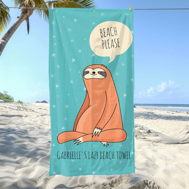 Serviette De Plage Lazy Day Sloth Beach Towne (Beach Please!!! This is the ultimate towel for long days at the beach, )