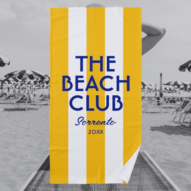 Serviette De Plage Le Beach Club Sorrento Cabana Jaune Stripe (Créateur téléchargé)